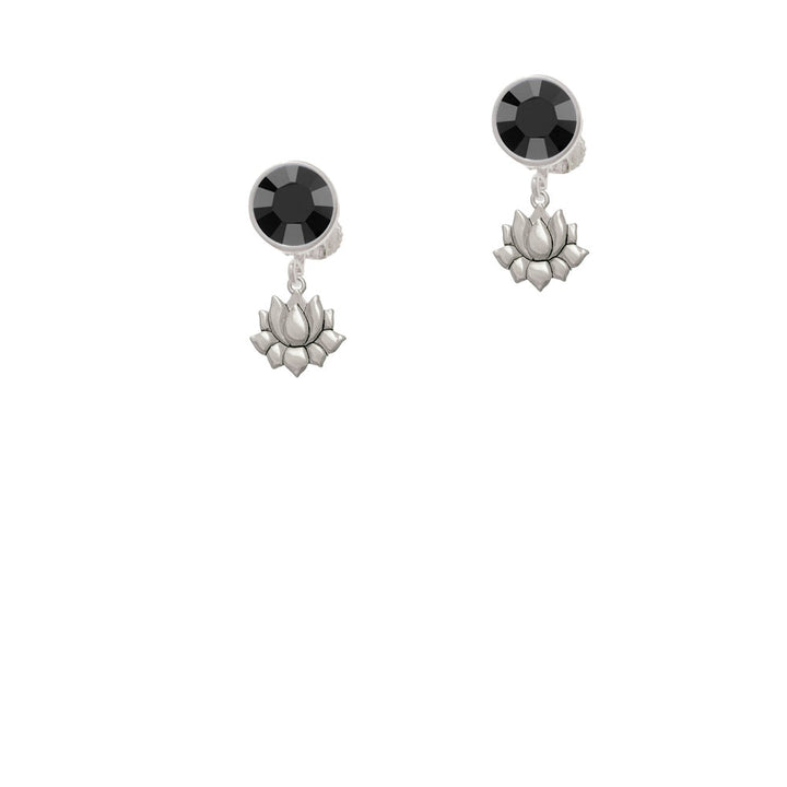 Mini Lotus Crystal Clip On Earrings Image 3