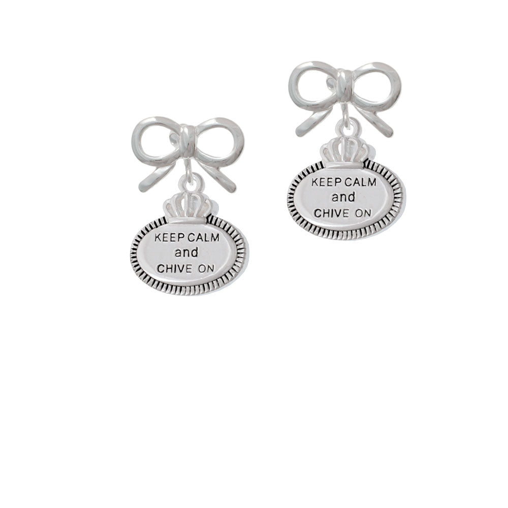 Keep Calm and Chive On Crystal Clip On Earrings Image 9