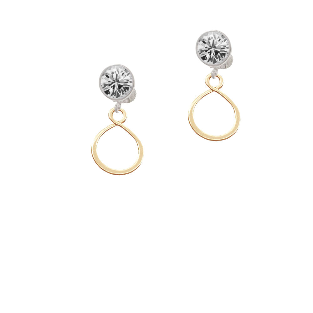 Gold Tone Infinity Loop Crystal Clip On Earrings Image 2