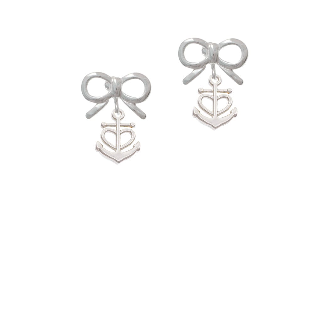 Anchor with Heart Crystal Clip On Earrings Image 9