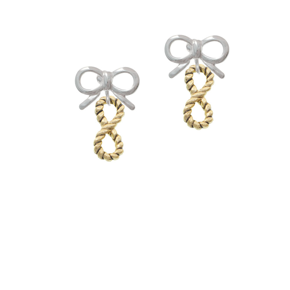 Gold Tone Infinity Rope Crystal Clip On Earrings Image 9