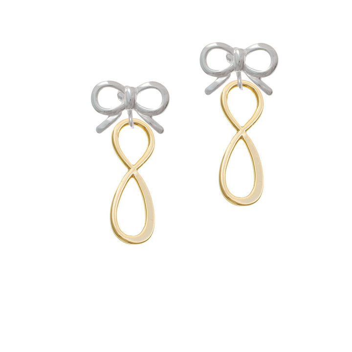 Large Elegant Gold Tone Infinity Sign Crystal Clip On Earrings Image 9