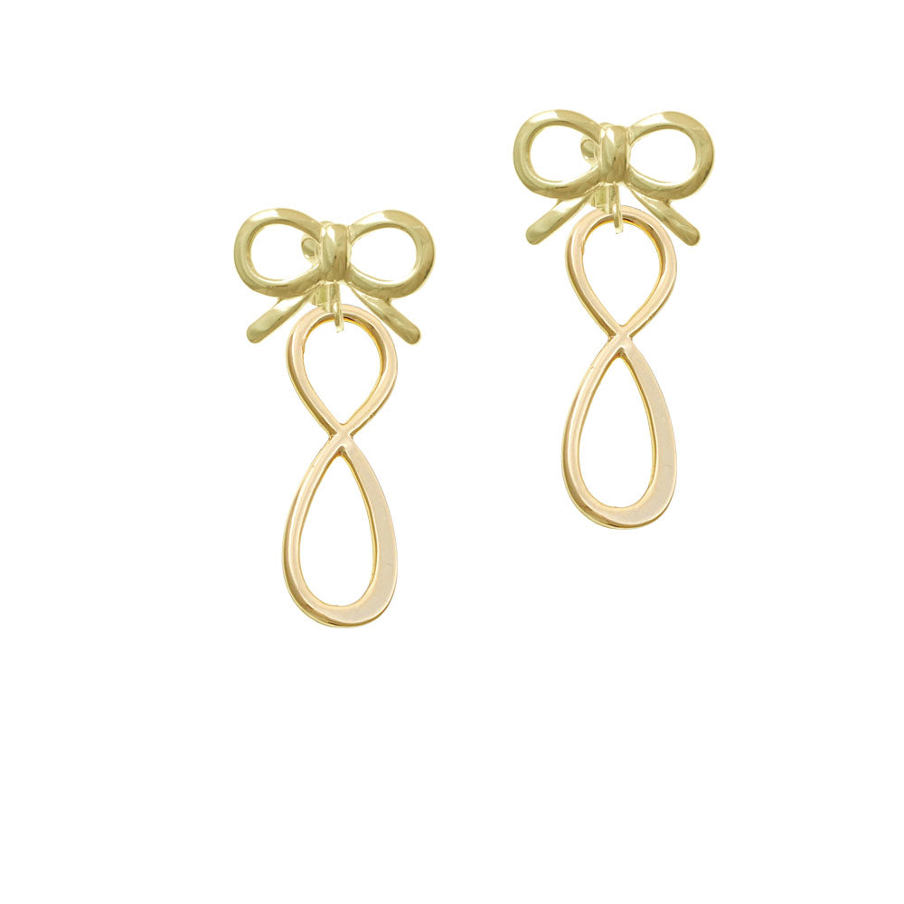 Large Elegant Gold Tone Infinity Sign Crystal Clip On Earrings Image 10