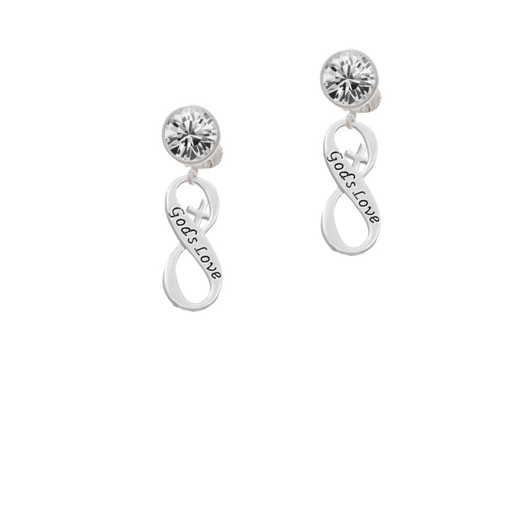 Gods Love Infinity Sign Crystal Clip On Earrings Image 2