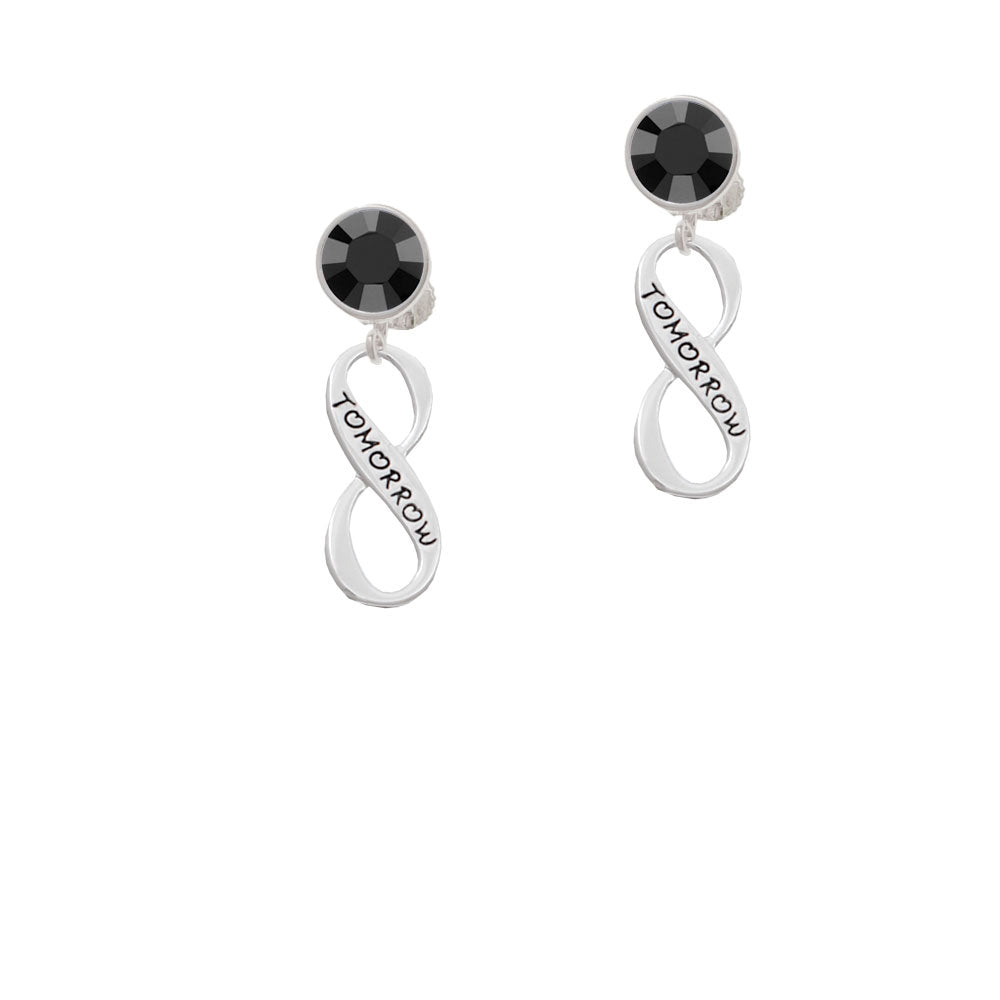 Today Tomorrow Infinity Sign Crystal Clip On Earrings Image 3