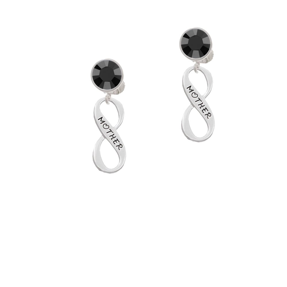 Mother Infinity Sign Crystal Clip On Earrings Image 1