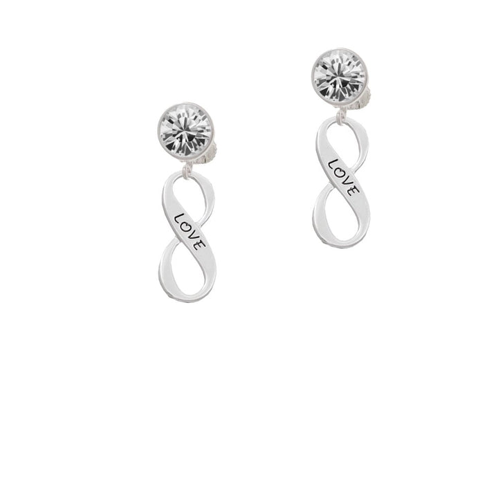 Love Infinity Sign Crystal Clip On Earrings Image 1