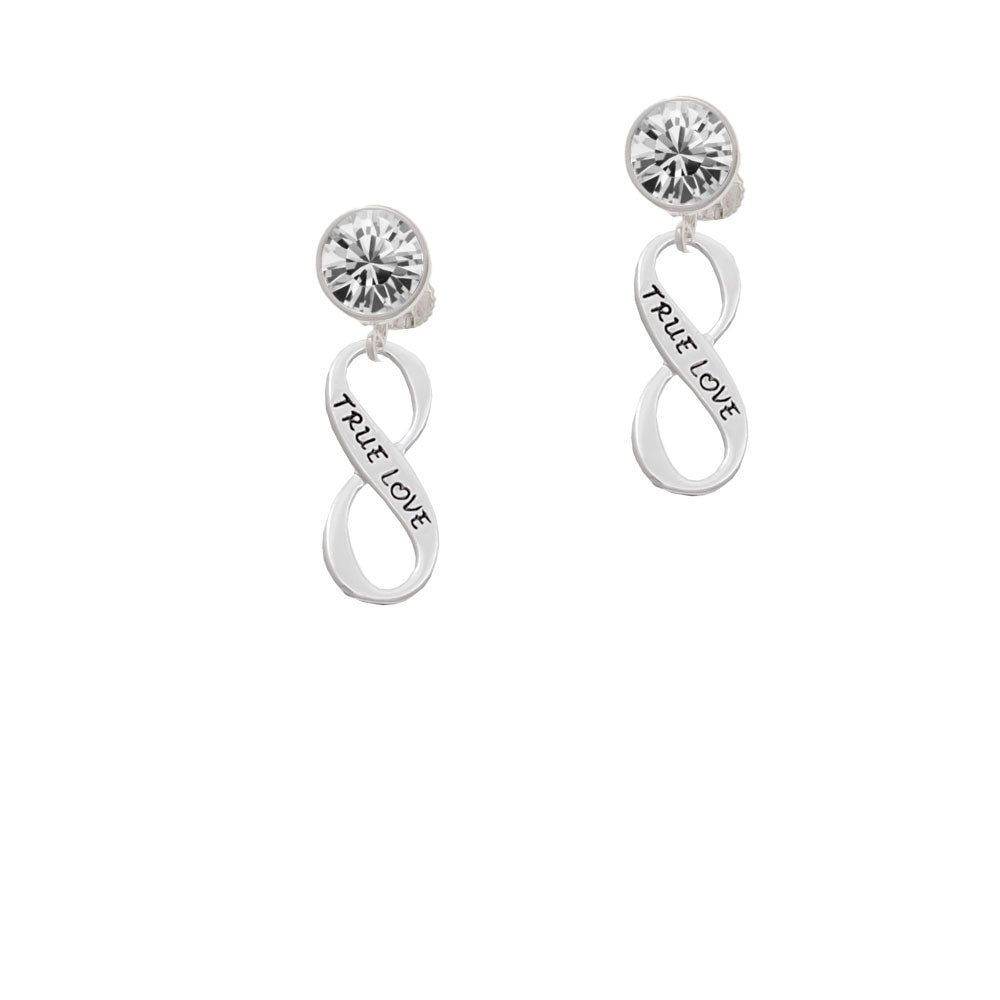 True Love Infinity Sign Crystal Clip On Earrings Image 2