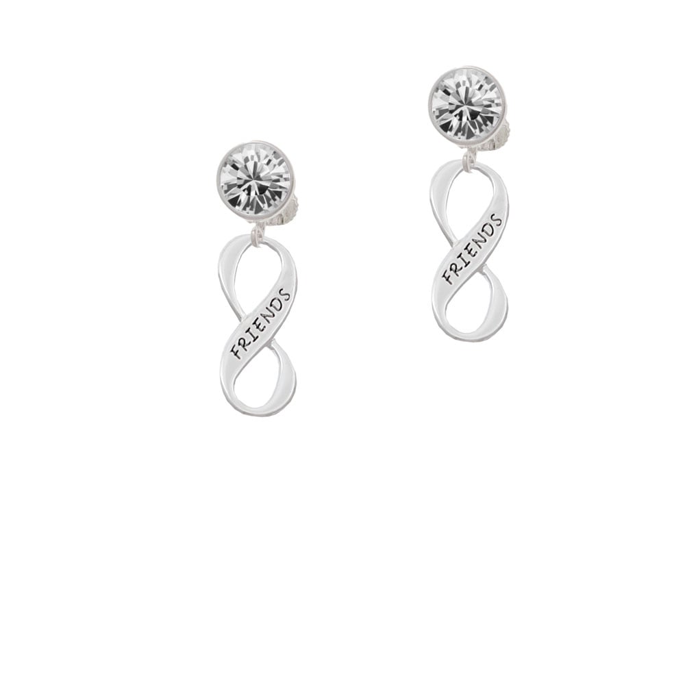 Friends Infinity Sign Crystal Clip On Earrings Image 1