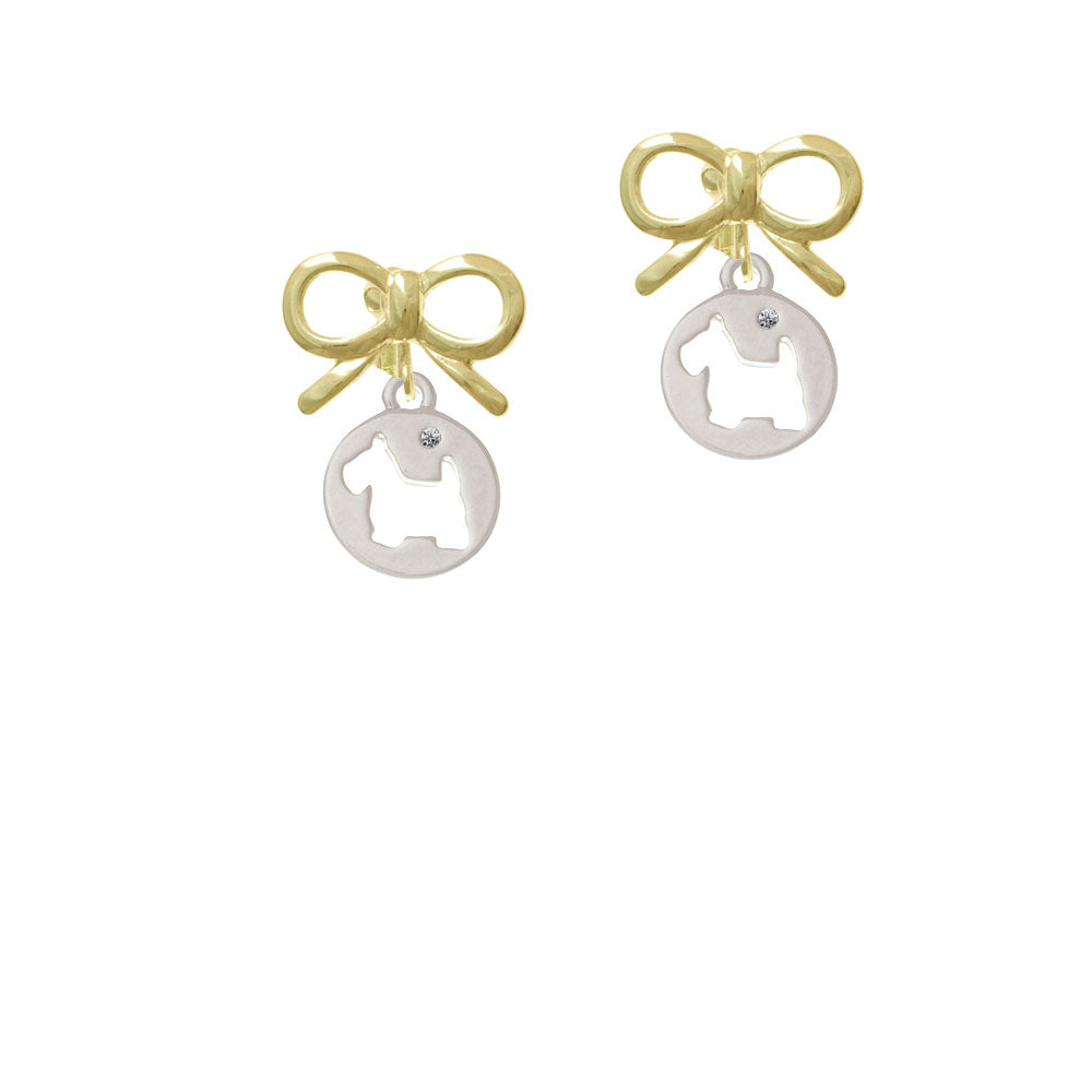 Scottie Dog Silhouette Crystal Clip On Earrings Image 10