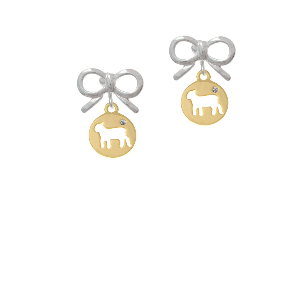 Gold Tone Lamb Silhouette Crystal Clip On Earrings Image 9