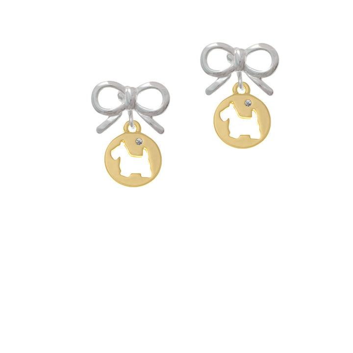 Gold Tone Scottie Dog Silhouette Crystal Clip On Earrings Image 9