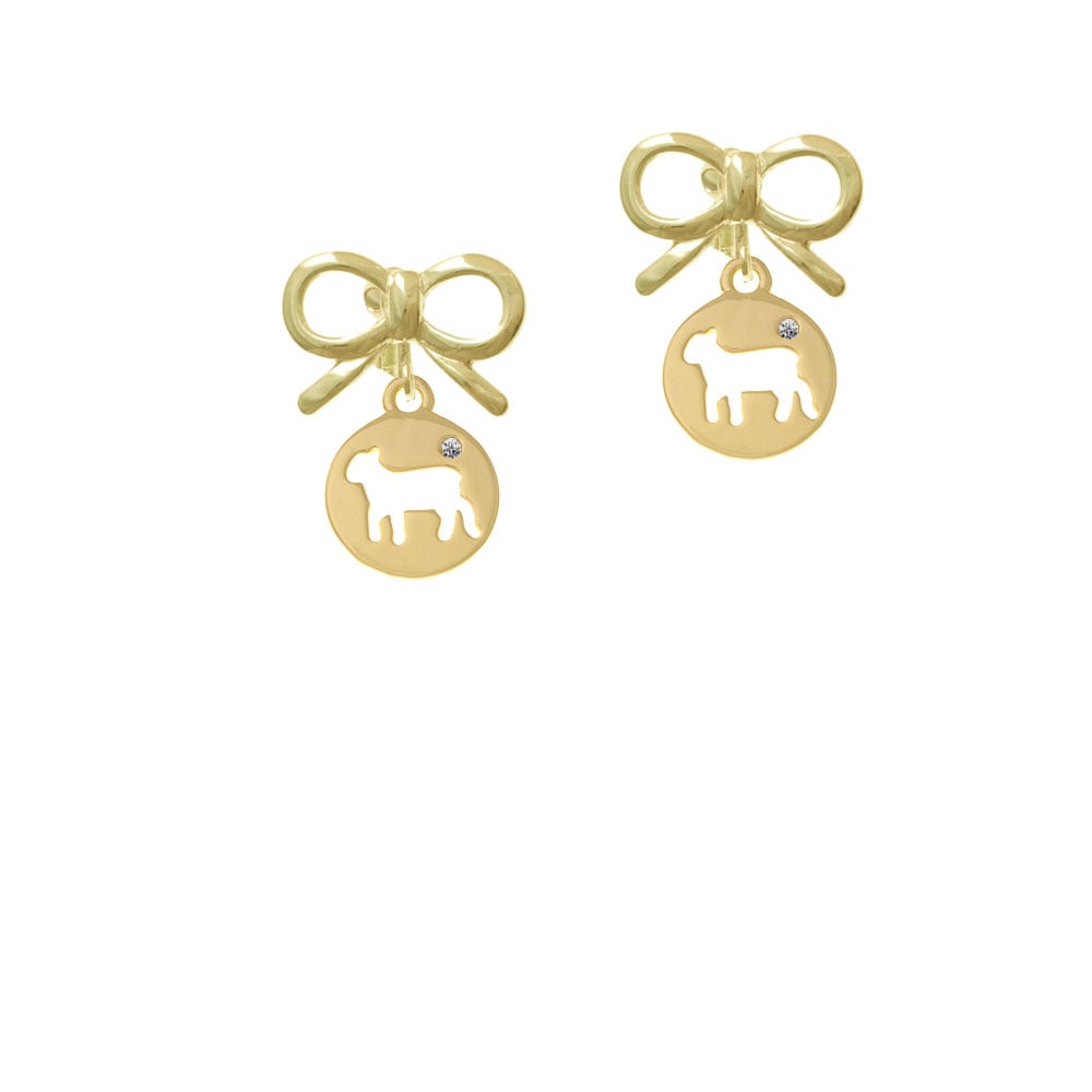 Gold Tone Lamb Silhouette Crystal Clip On Earrings Image 10