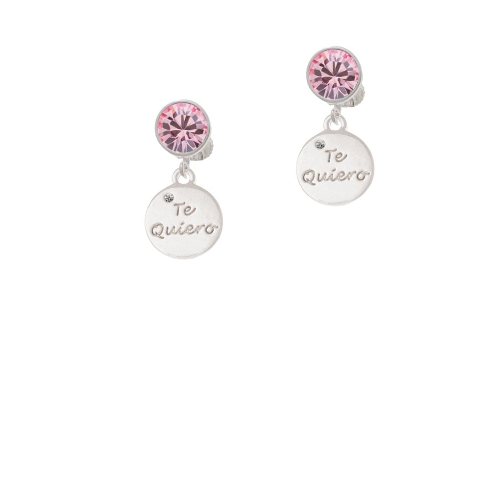 Te Quiero Disc Crystal Clip On Earrings Image 1