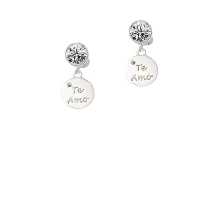 Te Amo Disc Crystal Clip On Earrings Image 2