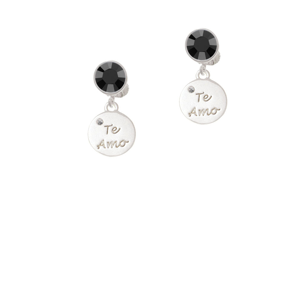 Te Amo Disc Crystal Clip On Earrings Image 3