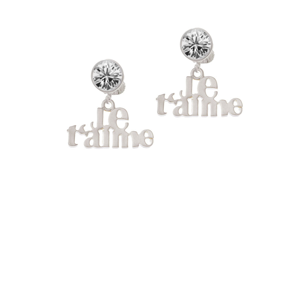 Large Je Taime Crystal Clip On Earrings Image 2