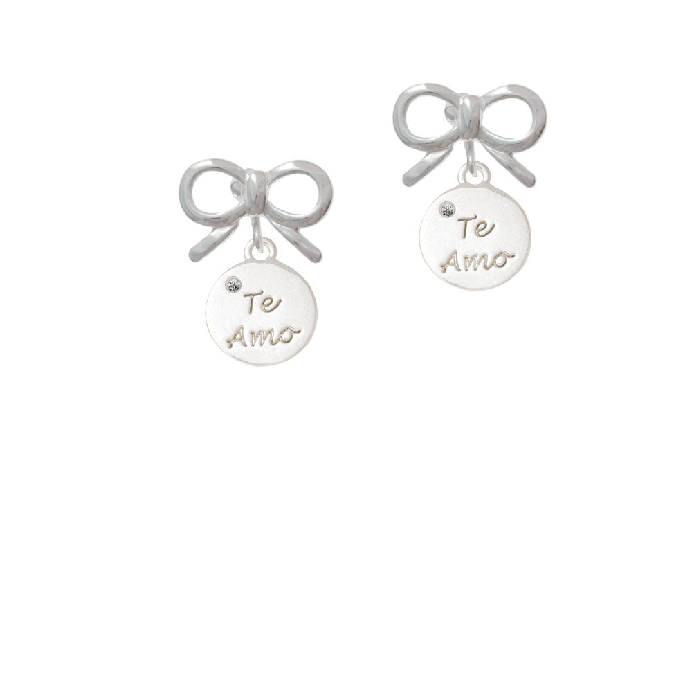 Te Amo Disc Crystal Clip On Earrings Image 9