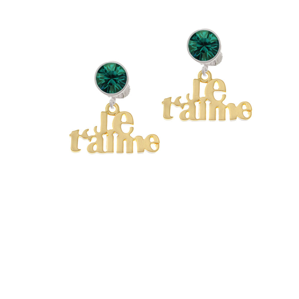 Large Gold Tone Je Taime Crystal Clip On Earrings Image 6