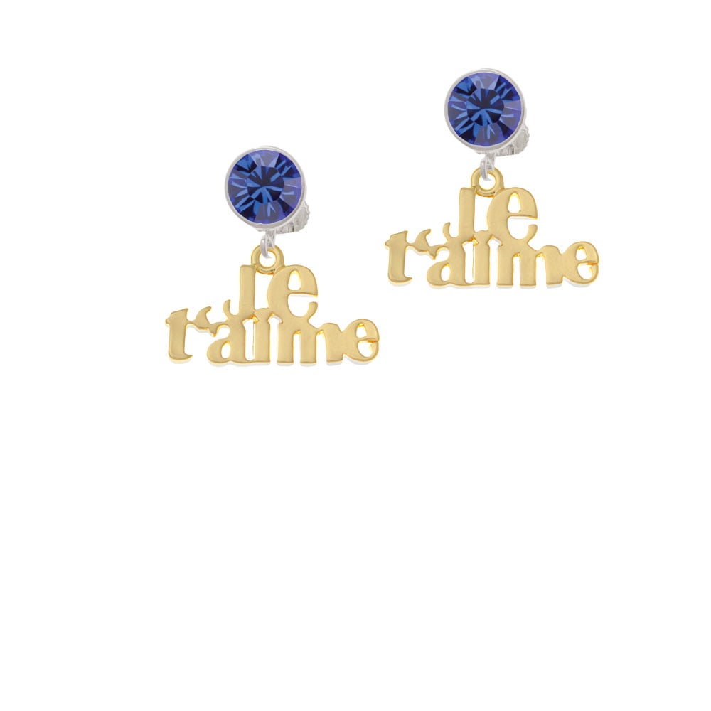 Large Gold Tone Je Taime Crystal Clip On Earrings Image 7