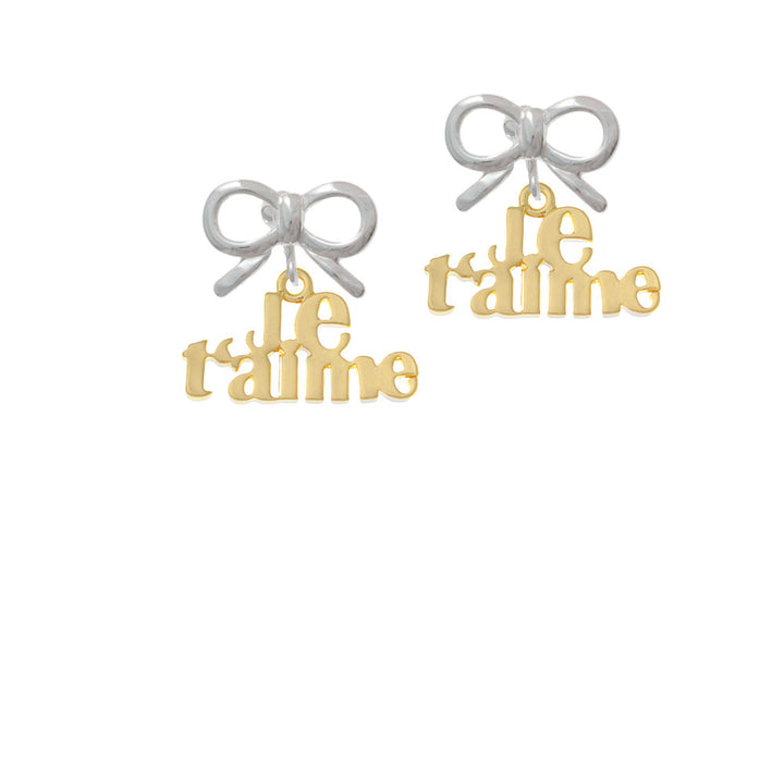 Large Gold Tone Je Taime Crystal Clip On Earrings Image 9