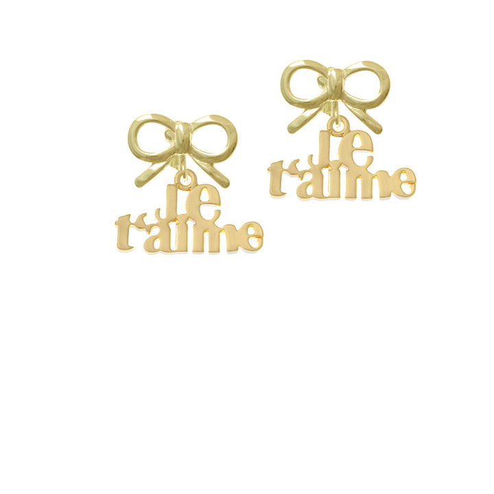 Large Gold Tone Je Taime Crystal Clip On Earrings Image 10