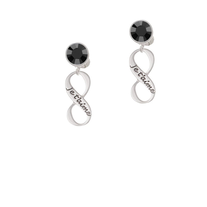 Je Taime Infinity Sign Crystal Clip On Earrings Image 1