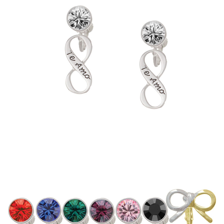 Te Amo Infinity Sign Crystal Clip On Earrings Image 1