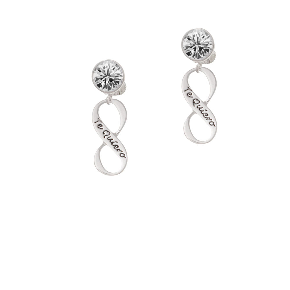 Te Quiero Infinity Sign Crystal Clip On Earrings Image 2