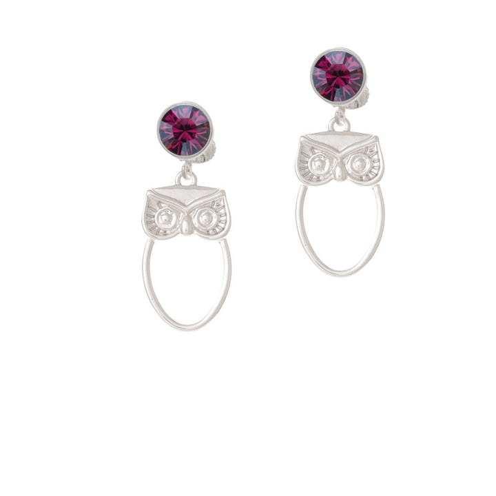 Large Owl Outline Crystal Clip On Earrings Image 8