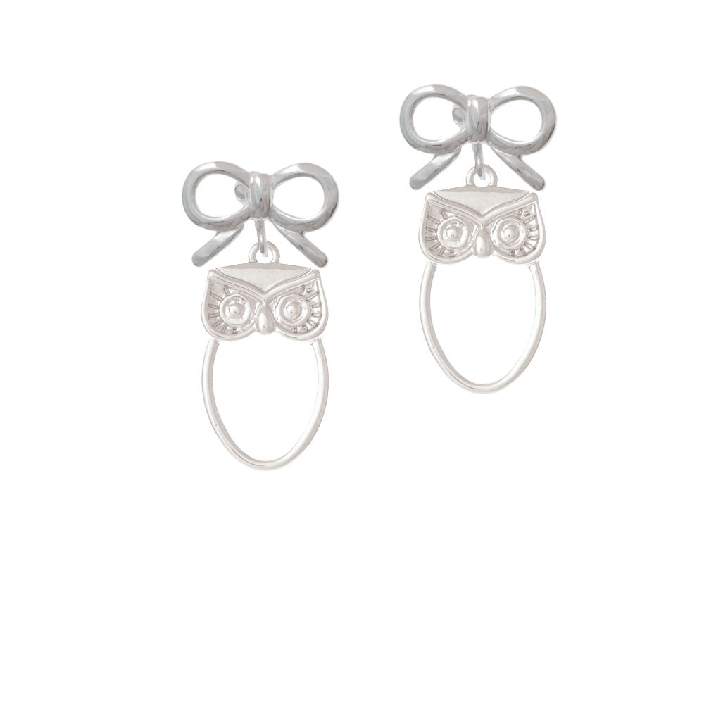 Large Owl Outline Crystal Clip On Earrings Image 9