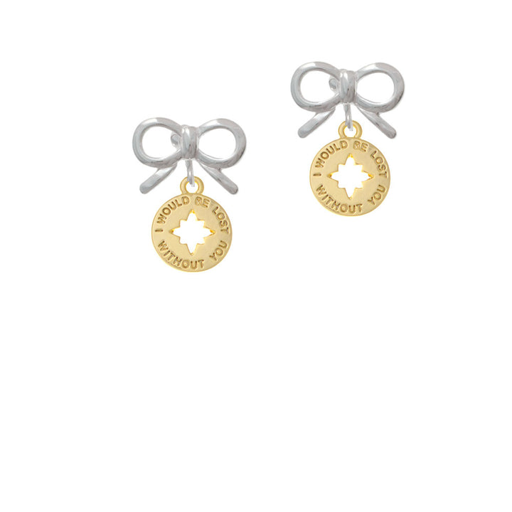 Gold Tone I would be lost without you Crystal Clip On Earrings Image 9