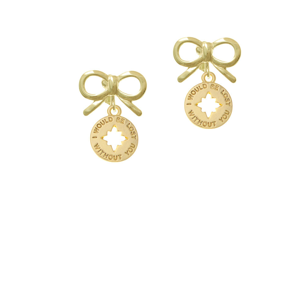 Gold Tone I would be lost without you Crystal Clip On Earrings Image 10