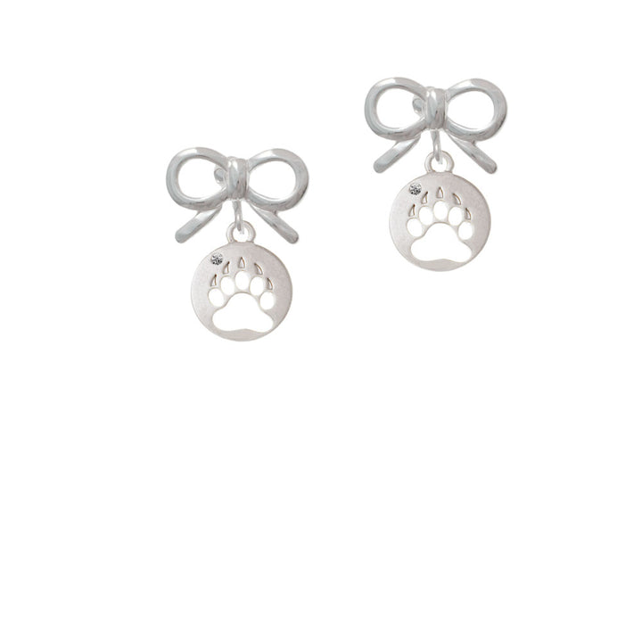 Bear Paw Silhouette Crystal Clip On Earrings Image 9