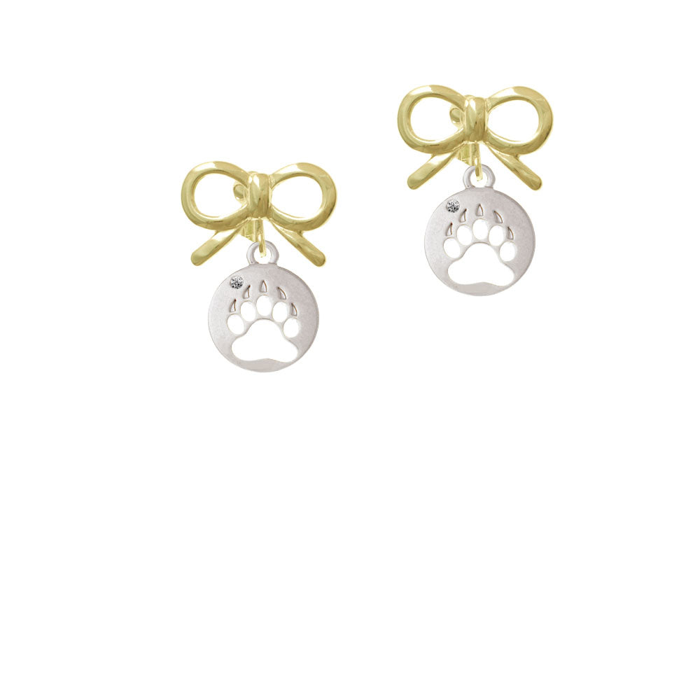 Bear Paw Silhouette Crystal Clip On Earrings Image 10