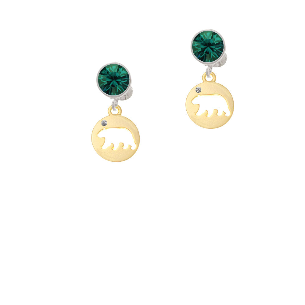 Gold Tone Bear Silhouette Crystal Clip On Earrings Image 6