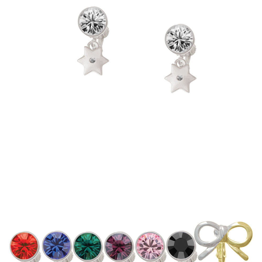 Hexagram Star Crystal Clip On Earrings Image 1