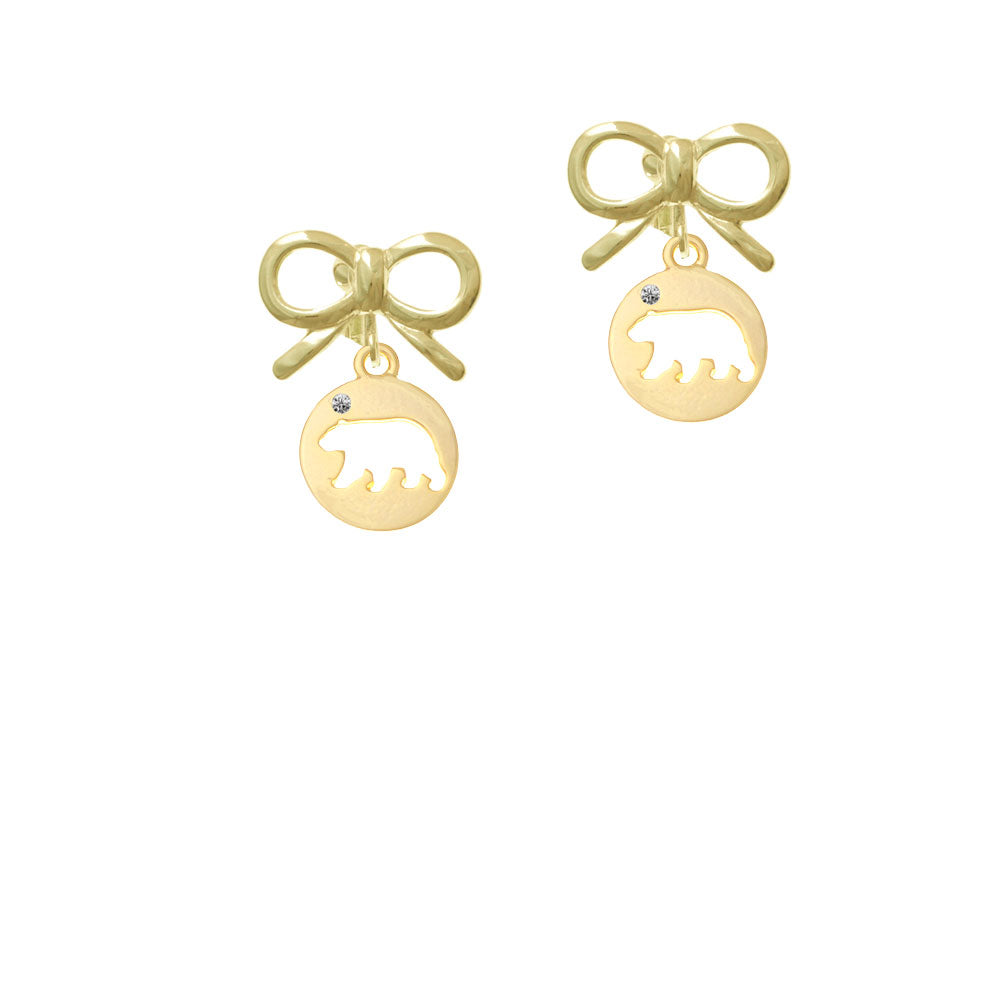 Gold Tone Bear Silhouette Crystal Clip On Earrings Image 10