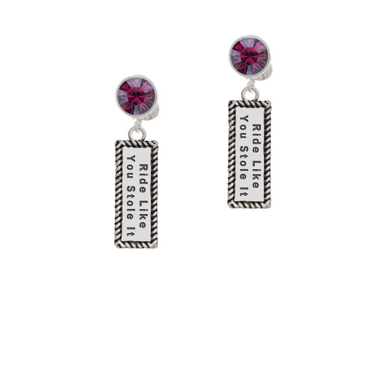 Ride Like You Stole It Crystal Clip On Earrings Image 8