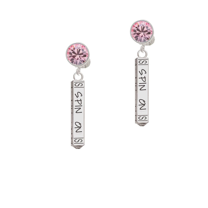 Spin On Bar Crystal Clip On Earrings Image 1