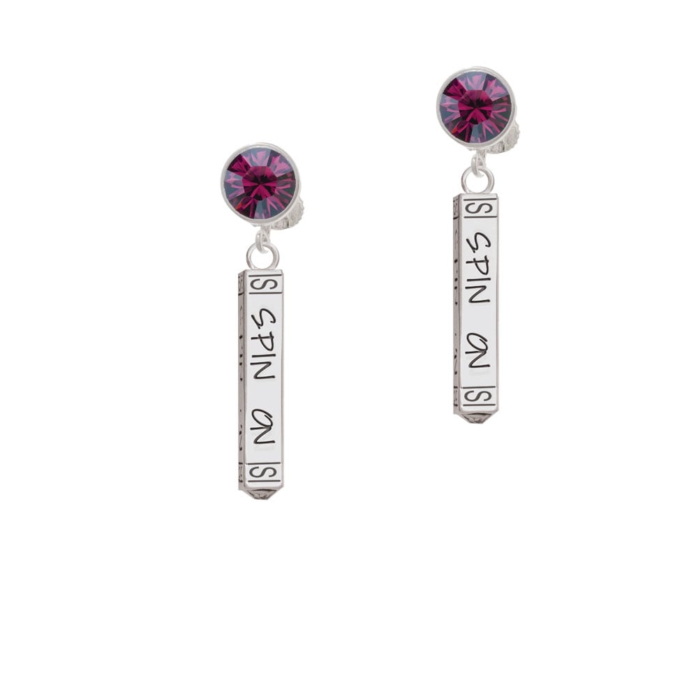 Spin On Bar Crystal Clip On Earrings Image 1