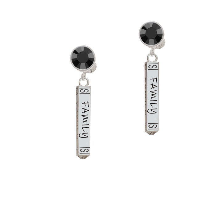 Family Bar Crystal Clip On Earrings Image 3