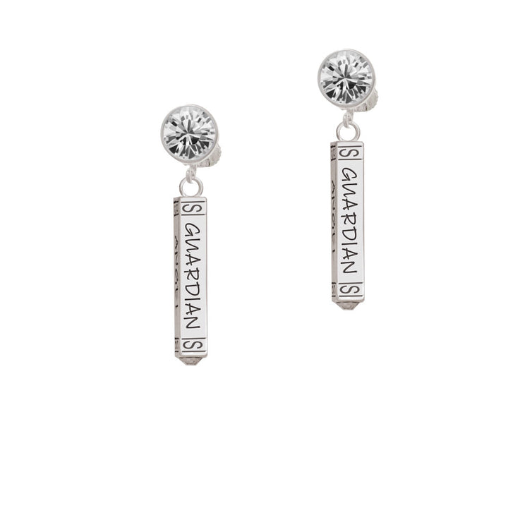 Guardian Angel Bar Crystal Clip On Earrings Image 2