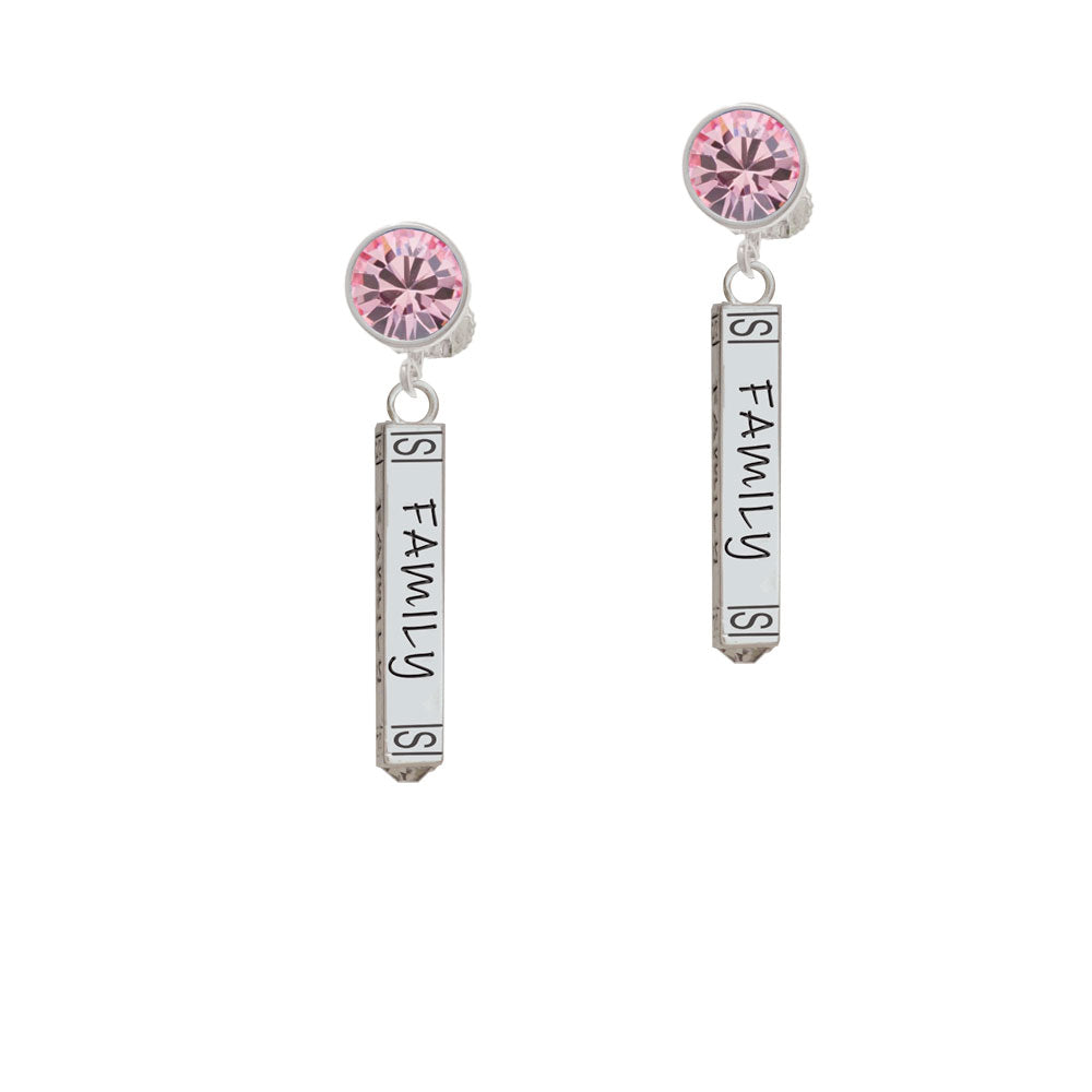 Family Bar Crystal Clip On Earrings Image 4