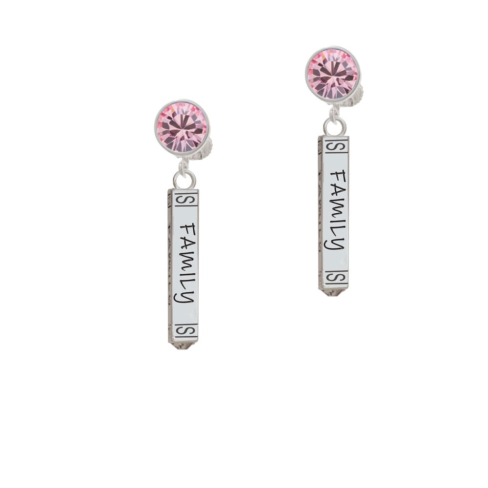 Family Bar Crystal Clip On Earrings Image 1