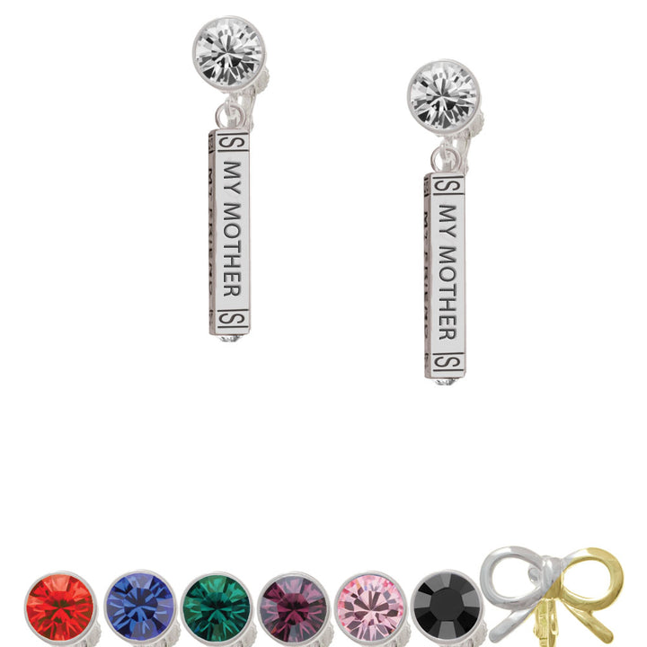 Always My Mother Bar Crystal Clip On Earrings Image 1