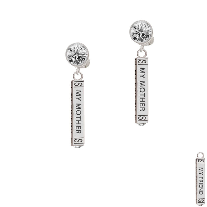 Always My Mother Bar Crystal Clip On Earrings Image 2