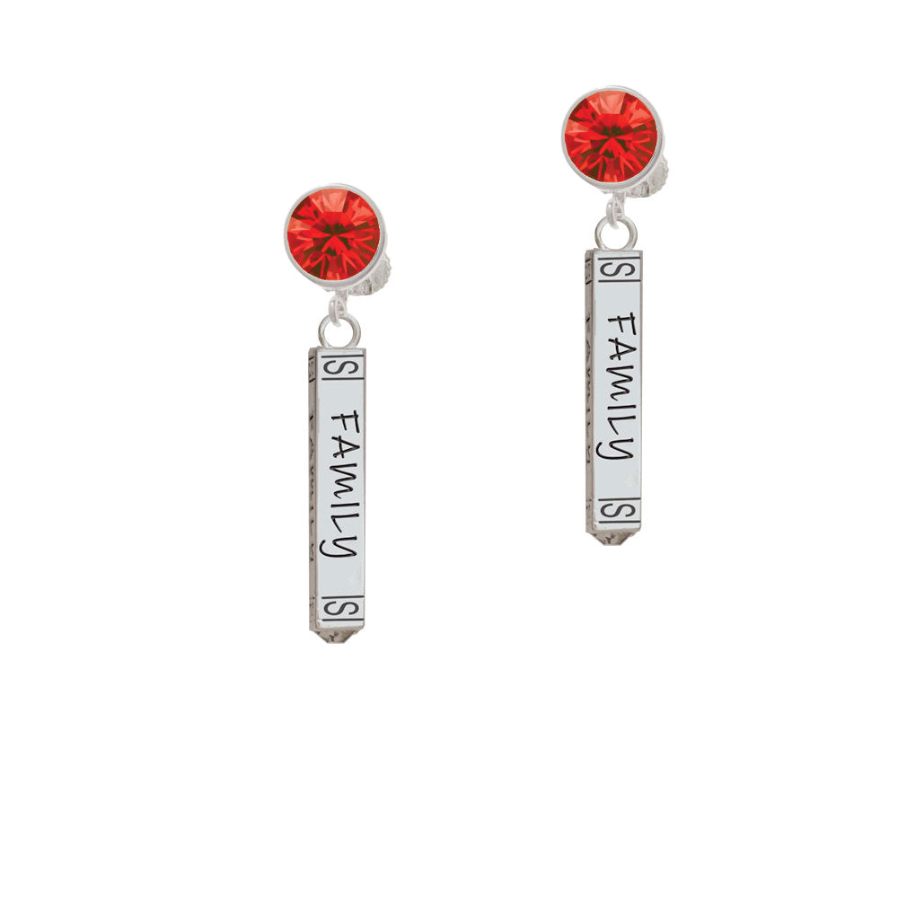 Family Bar Crystal Clip On Earrings Image 4