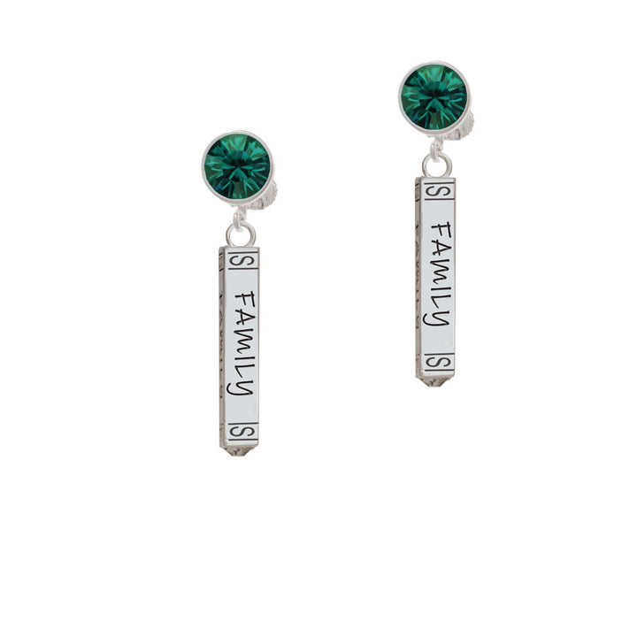 Family Bar Crystal Clip On Earrings Image 6