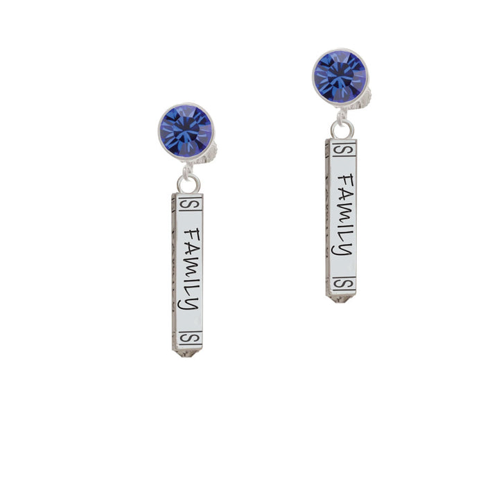 Family Bar Crystal Clip On Earrings Image 7